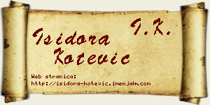 Isidora Kotević vizit kartica
